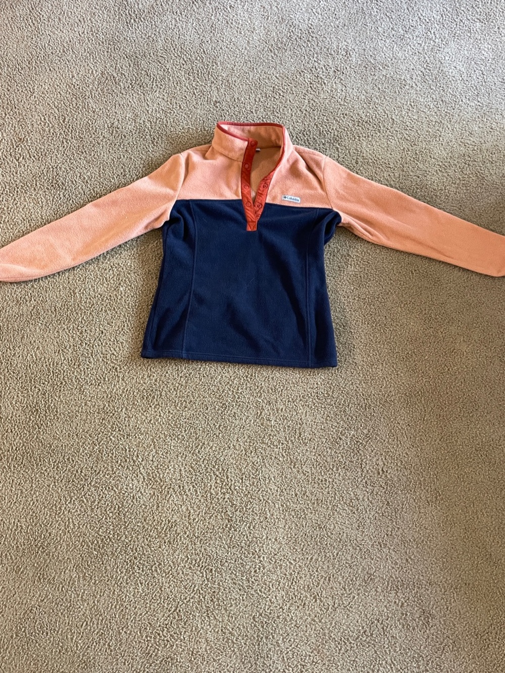 Columbia Navy Body with Peach Sleeves Half-Zip Fleece